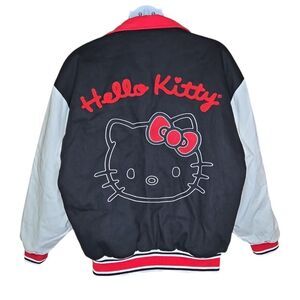 HELLO KITTY x Dumbgood varsity black and white unisex‎ jacket L